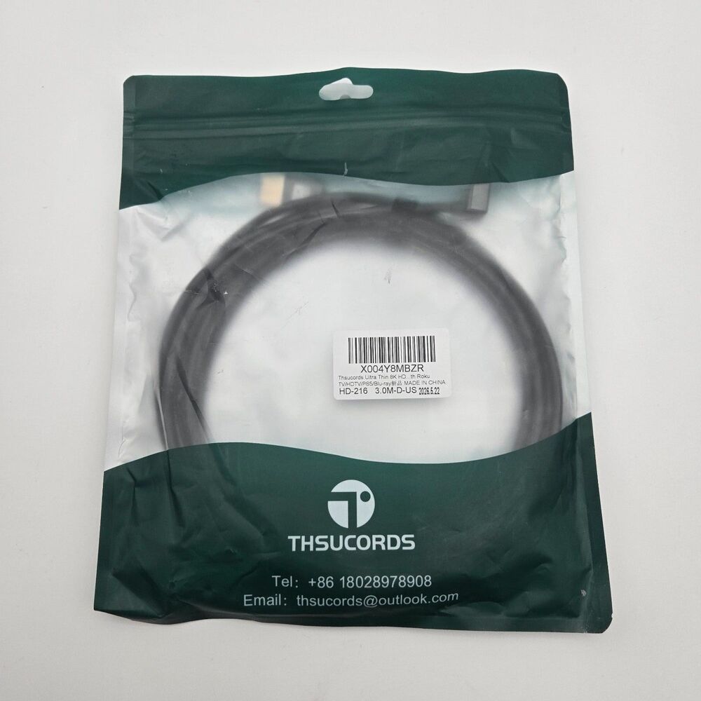 Thin 8K HDMI 2.1 Cable 10FT 90 Degree Up Angle (Tested 1440p 120Hz)